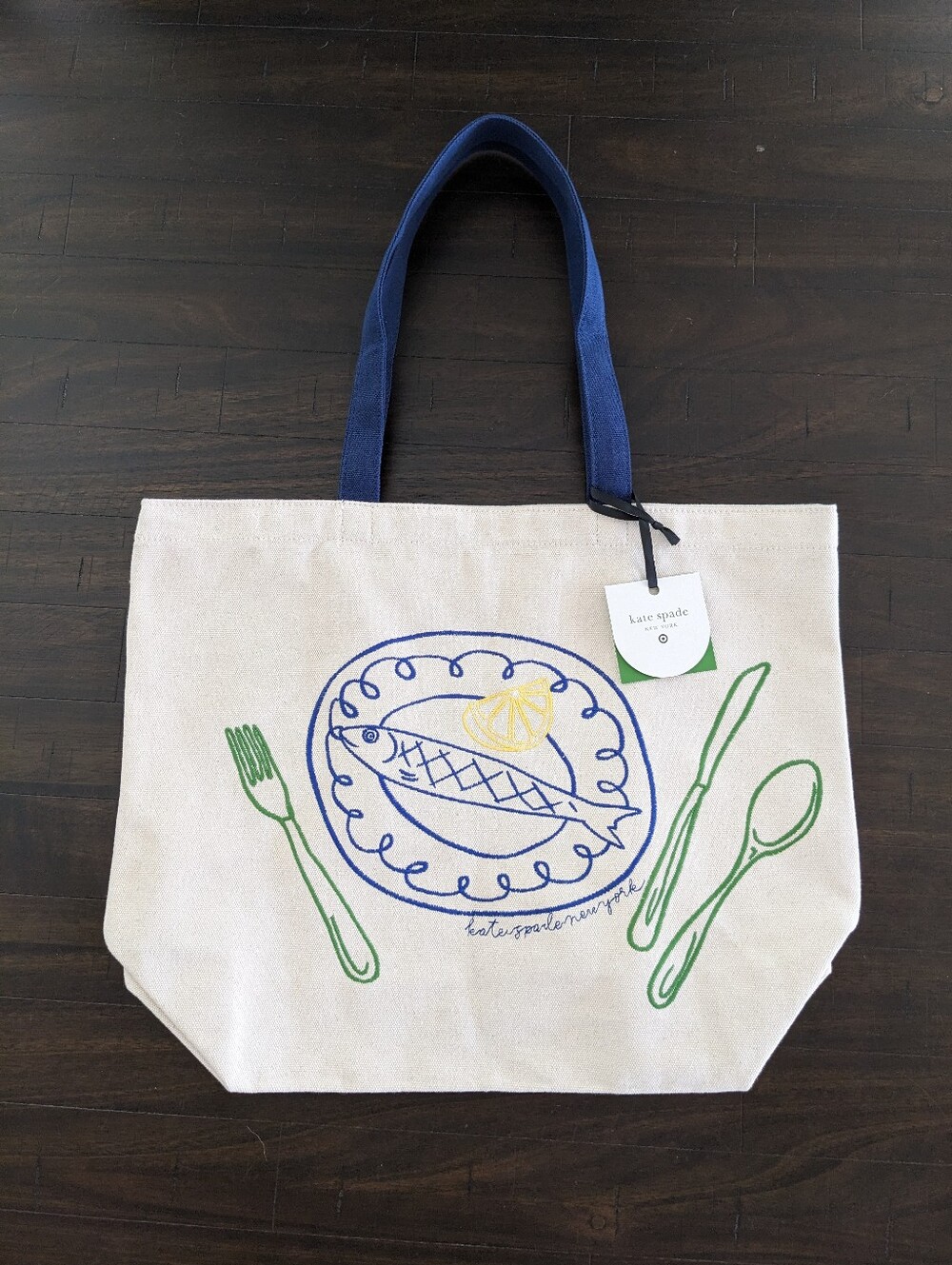 NWT Kate Spade x Target Fish Embroidered Canvas Tote Bag